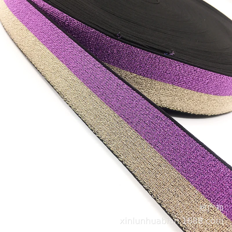 purple gold Meetee, 9 метров, 4 см, полиэфирная тесьма, полоски, кружевная лента, отделка одежды, лента, сделай сам, вязаная домашняя тесьма, украшение для сумки, Швейные аксессуары - Цвет: purple gold