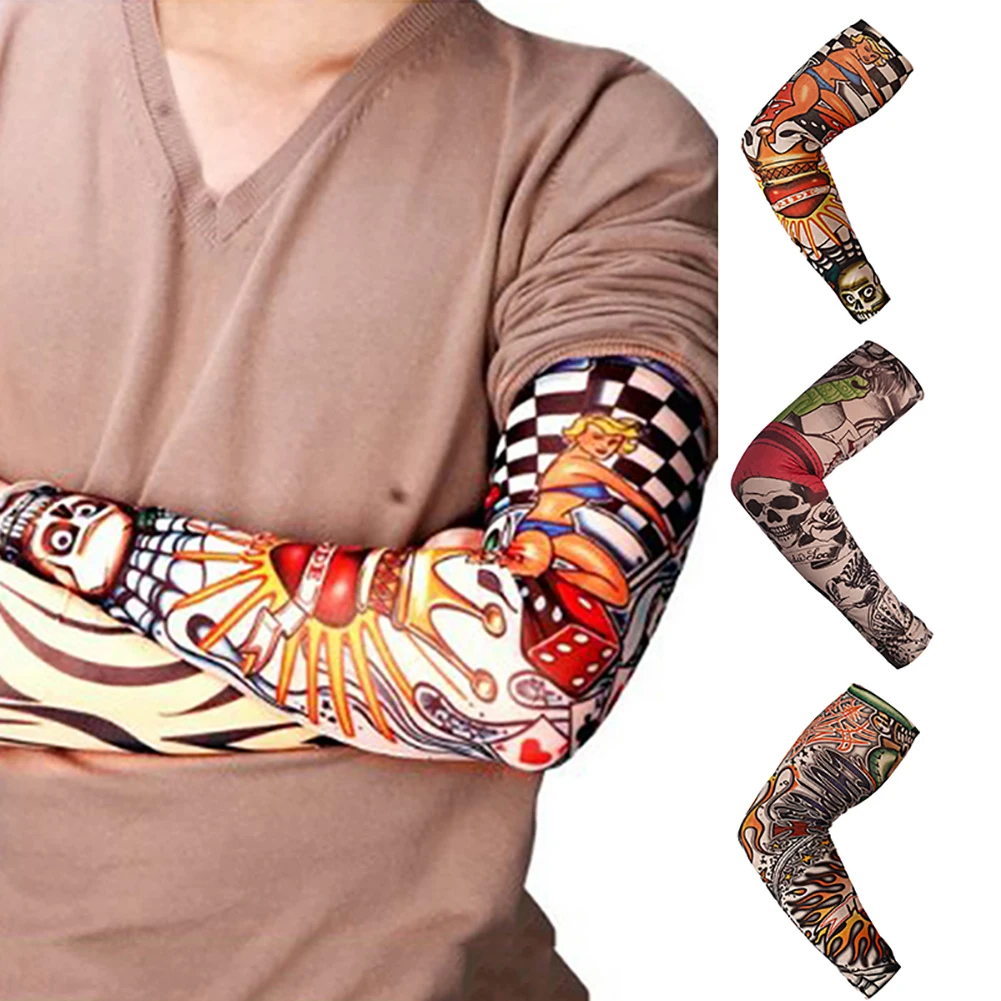 Прохладный татуировки рукава унисекс нарукавная повязка Эластичная крышка с