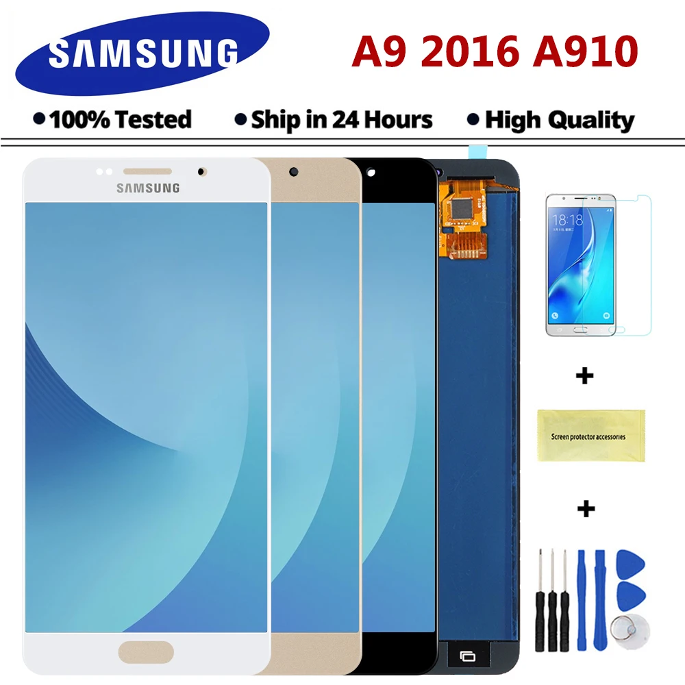 Тестовый дисплей для SAMSUNG Galaxy A9 Pro A910 A9100 A910F ЖК-дисплей сенсорный экран ЖК-дисплей Замена