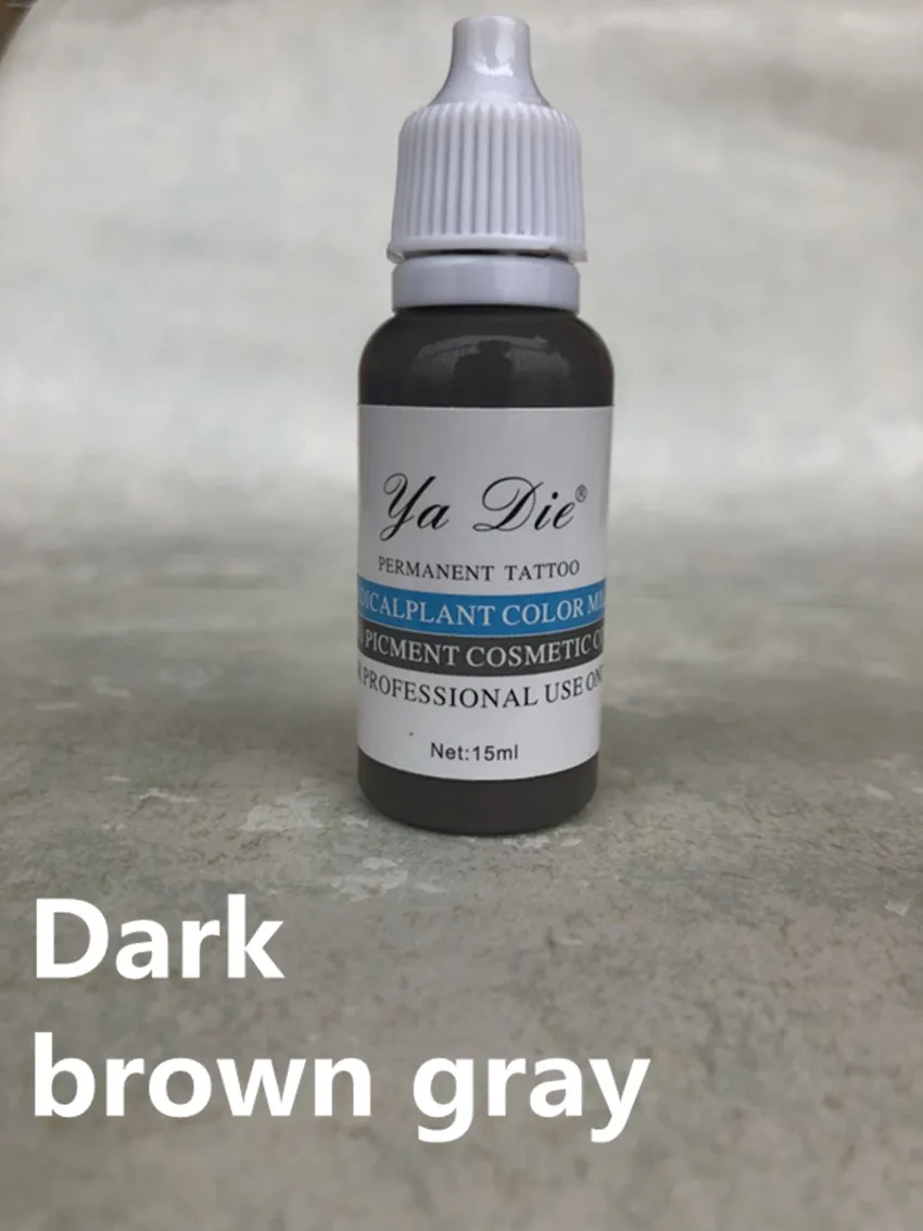 Dark brown gray 1 бутылка 1/2 унц. татуировки пигментные чернила для перманентного макияжа легко носить глаз бровей губ тела Книги по искусству s краски татуировки Книги по искусству Красота слишком - Цвет: Dark brown gray