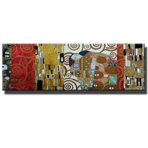 Многоцветный Знаменитые картины на холсте Gustav Klimt Kiss для декора кровати, большой размер, всемирно известная картина, Реплика, поцелуй, Куадрос, картины - Цвет: Многоцветный