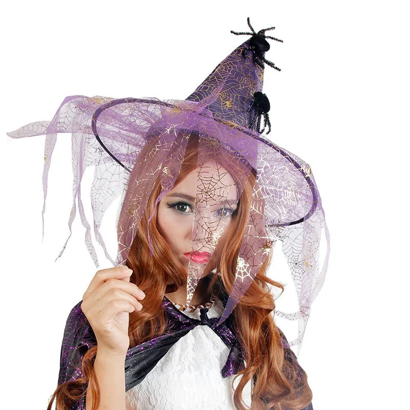 Шляпа ведьмы с пауком костюм на Хэллоуин косплей вечеринки волшебник