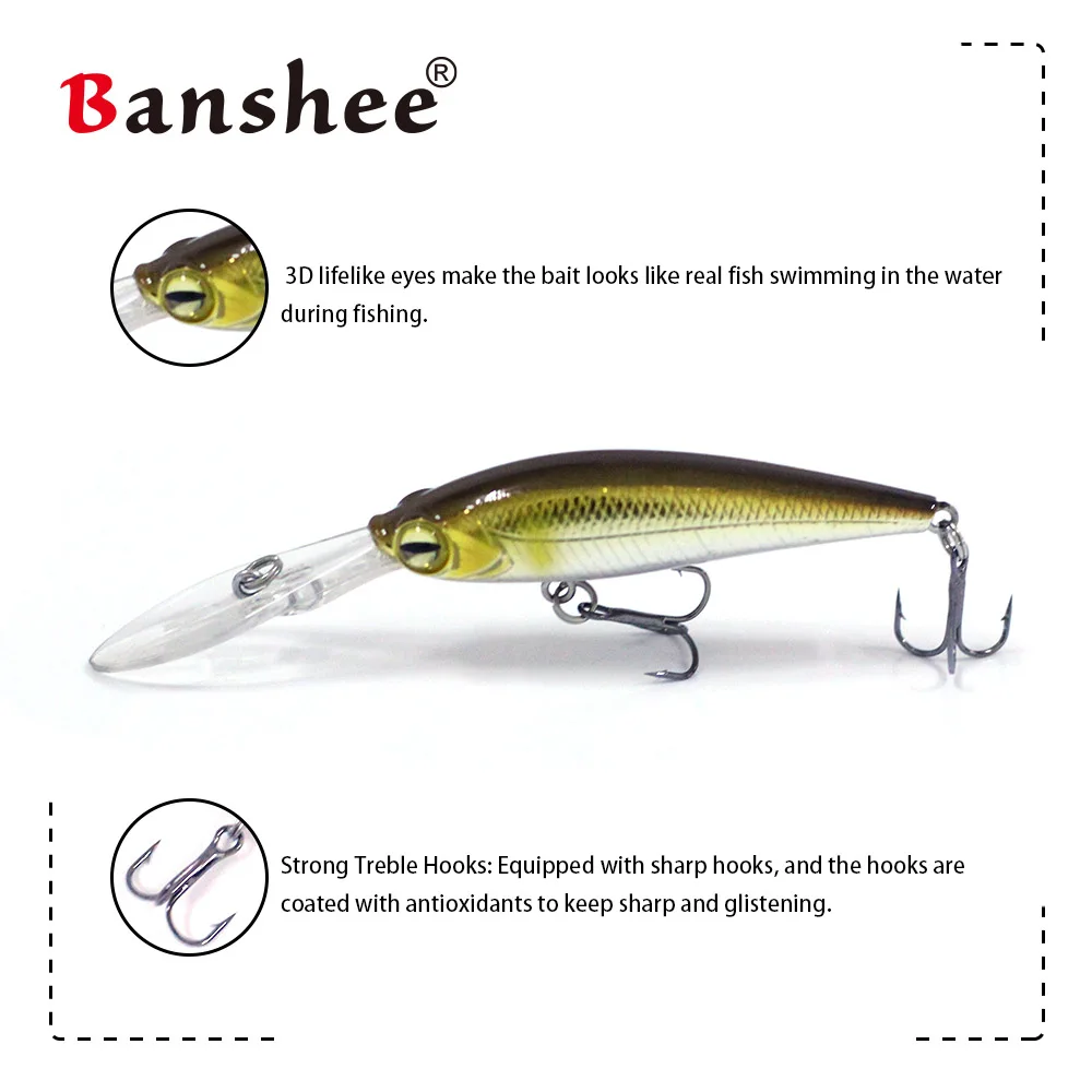 Banshee WF01 длинная губа Jerkbait 60 мм/6 г 3 шт./лот искусственный Троллинг на маленькую рыбешку воблер рыболовные приманки для моря для озера реки Длинные литья