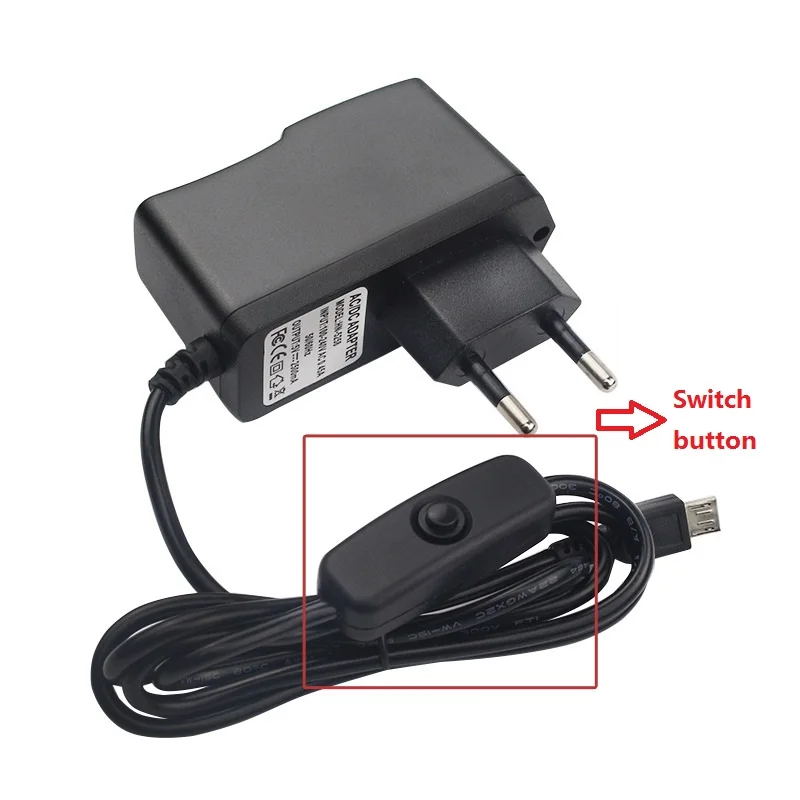 UK/US/AU/EU Plug Power adapter Raspberry PI 3 generation power 5V 2.5A Micro USB charger supply with switch button | Электроника
