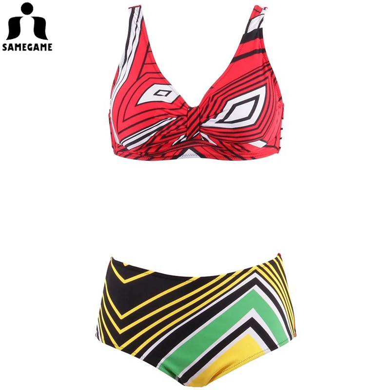 SAMEGAME 2019 Newest Patchwork Bikini Set Women Cartoon Swimwear Girl Sexy Swimsuits Summer Plus Size Bathing Suits Beach Wear |