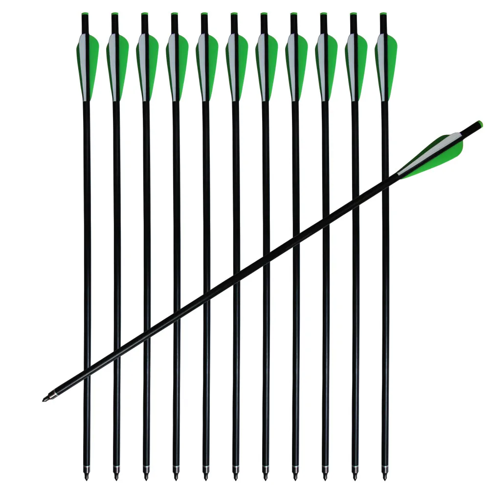 

24Pcs Croassbow Bolts 20" Fiberglass Arrows with Screw on/off Tips Flat Nock