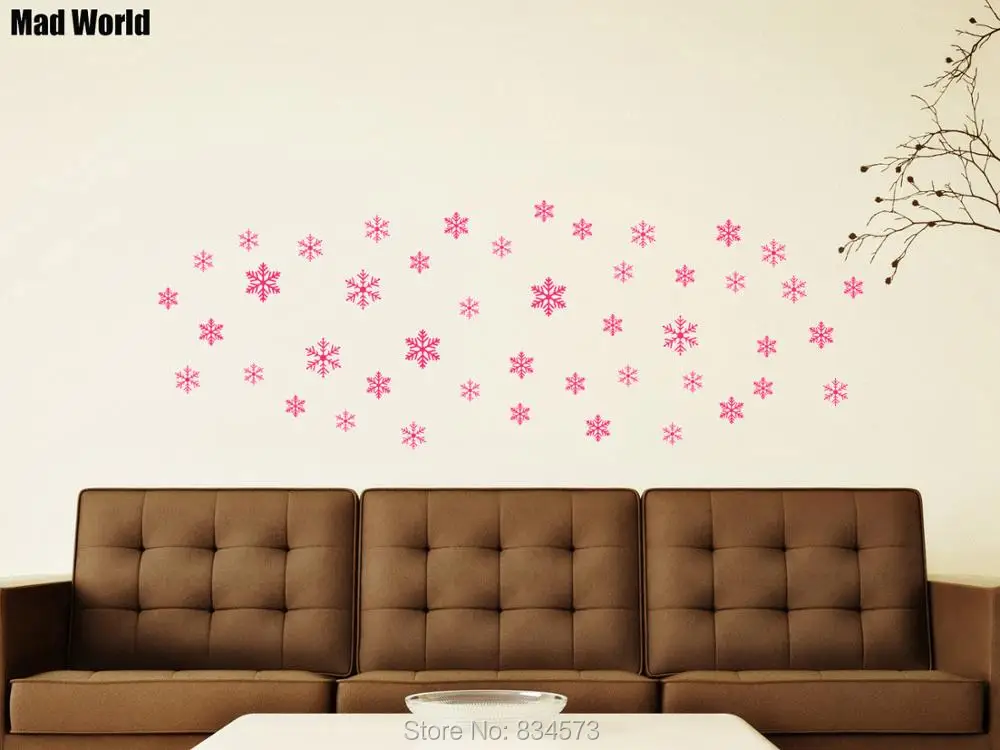 

Set Of 46 Christmas Snowflakes Window Snow flakes Wall Art Sticker Wall Decals Home DIY Decoration Removable Decor Wall Stickers