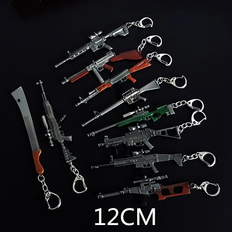 Новое поступление, брелок для ключей с изображением игры PUBG, модель пистолета, AWM, AKM, оружие, брелок, винтажные из металлического сплава, брелки, держатели для ключей для Player'S Gigt