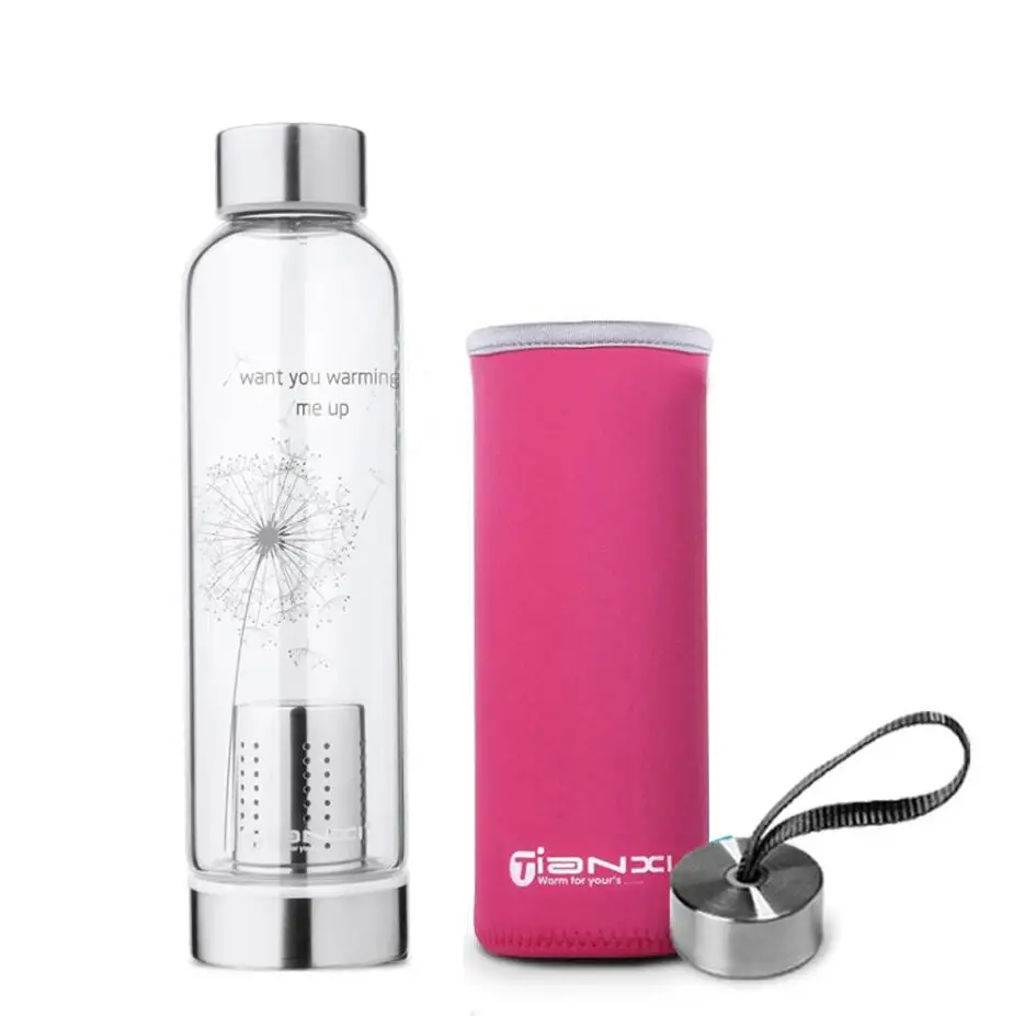 550ML Pink 550 мл Tianxi Спортивная стеклянная бутылка для воды прозрачная уличная термостойкая бутылка для горячей воды портативный фильтр для чайника Автомобильная бутылка - Цвет: 550ML Pink