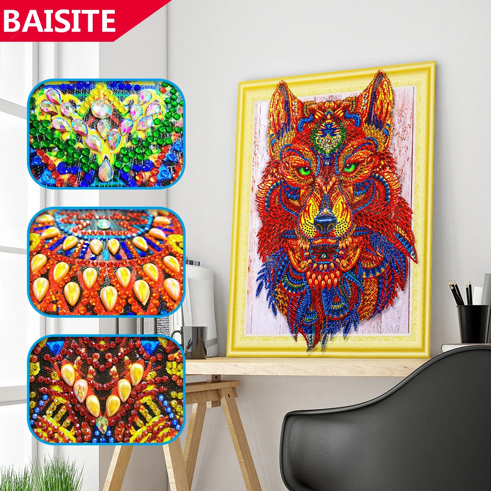 BAISITE особой формы алмазная вышивка животные полный горный хрусталь 5D DIY живопись