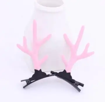 pink Дизайн Косплей Pops милый маленький олень головной убор с рогом корейский стиль Рождественские рога головной убор творческие вечерние принадлежности - Цвет: pink