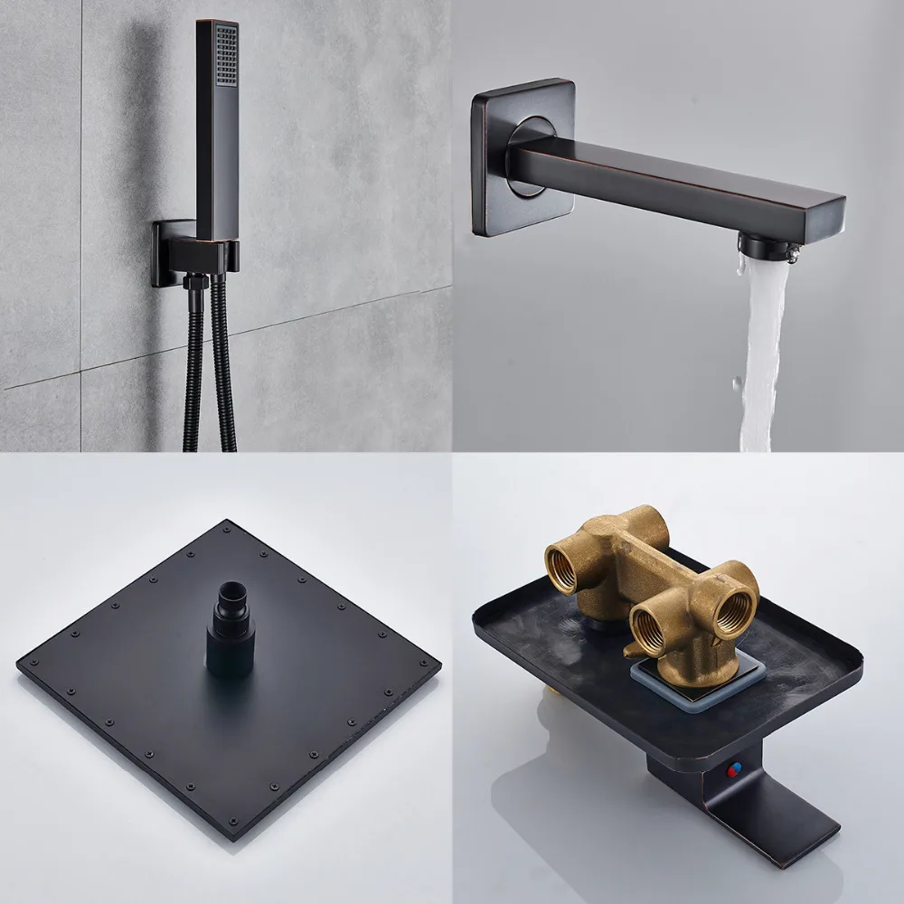 ORB набор скрытой душевой системы, смеситель для горячей и холодной воды, смеситель для ванной комнаты, латунная душевая головка Raninfall, 2 выхода/3 выхода, Душ
