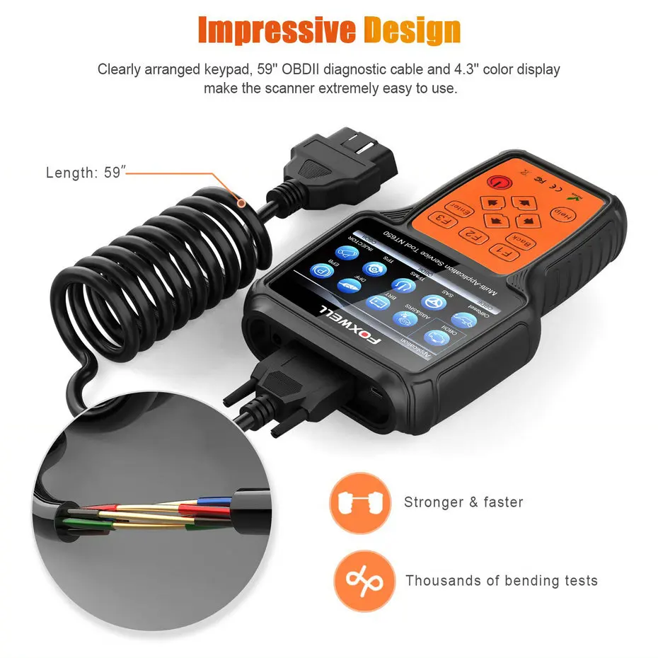 Foxwell NT650 OBD2 автоматический сканер ABS подушка безопасности SAS EPB DPF TPMS сброс масла инжектор ODB2 автомобильный диагностический инструмент OBD 2 Автомобильный сканер