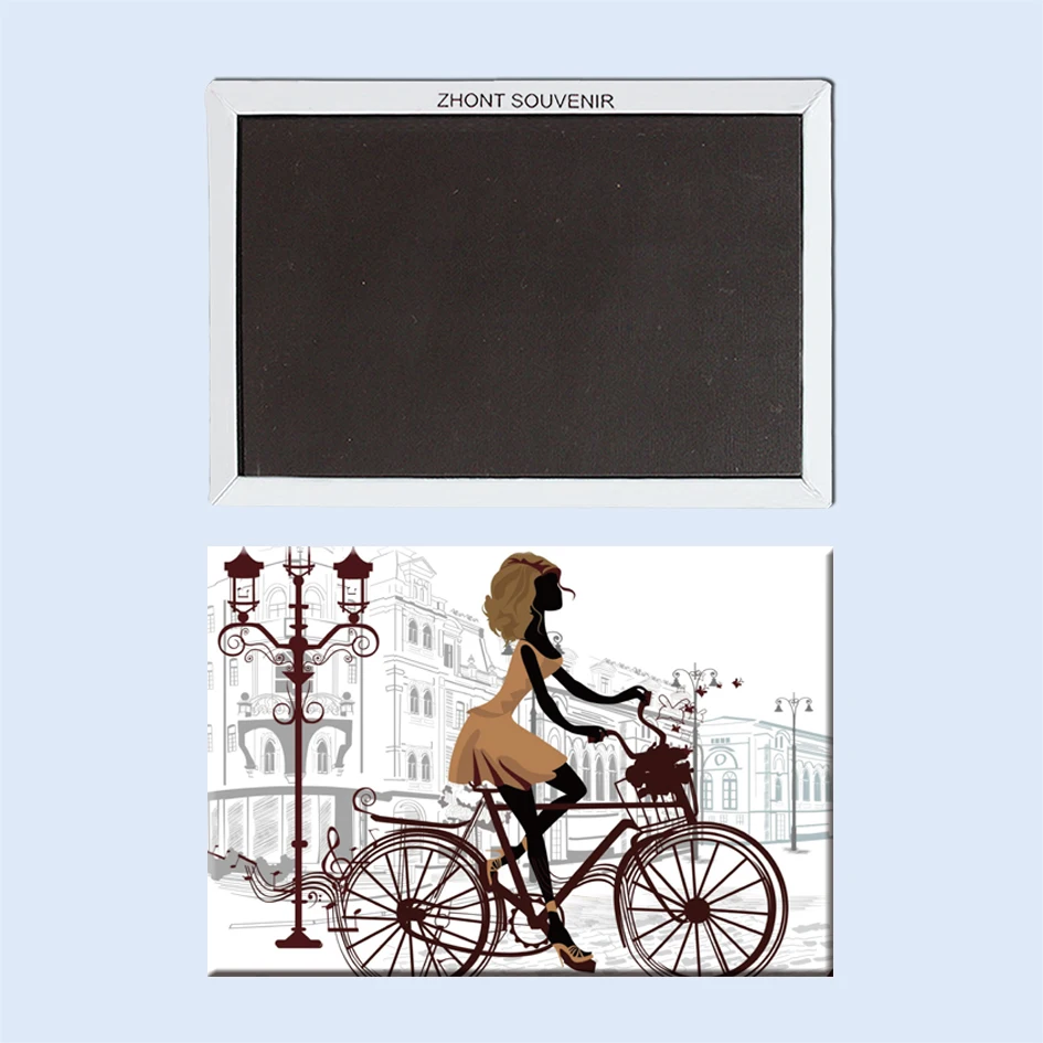 Париж для девушек езде на велосипеде сувенирные магниты холодильника 22207|magnet