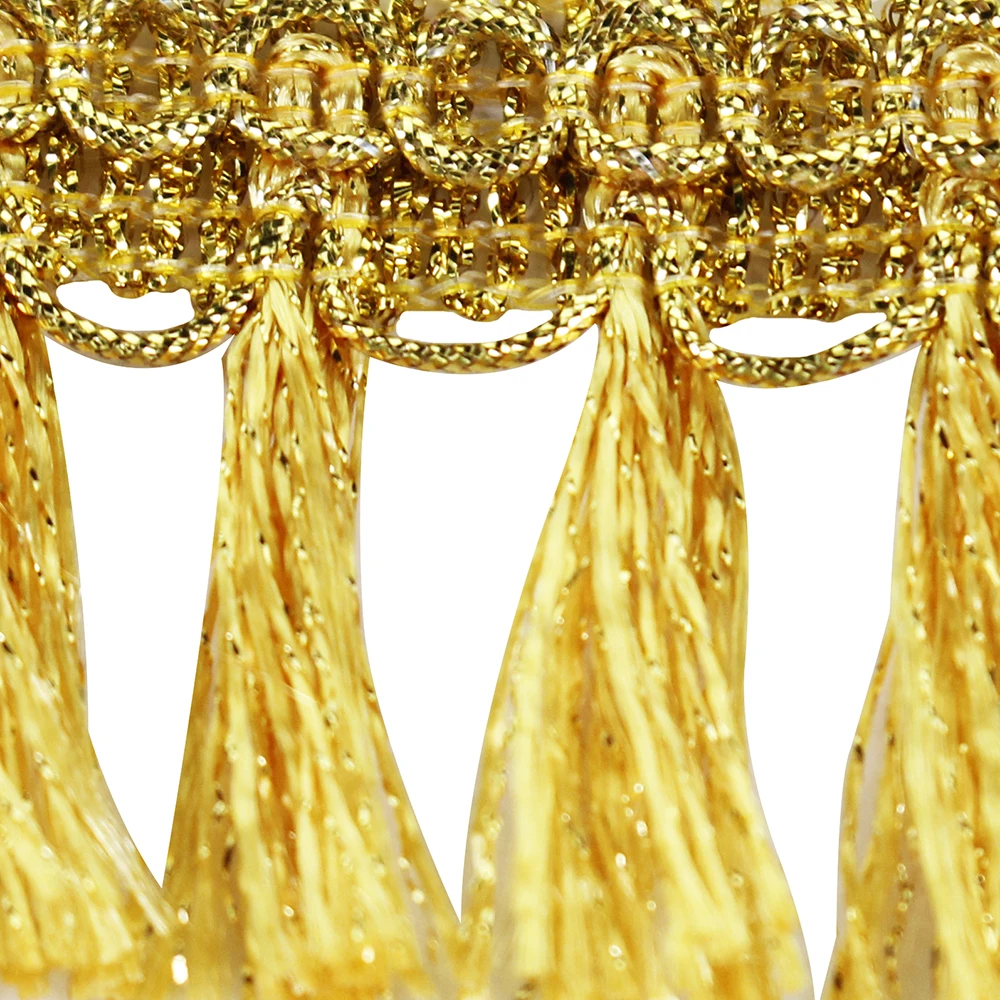 20 ярдов плетеная кружевная лента с бахромой и кисточками отделка золотистой