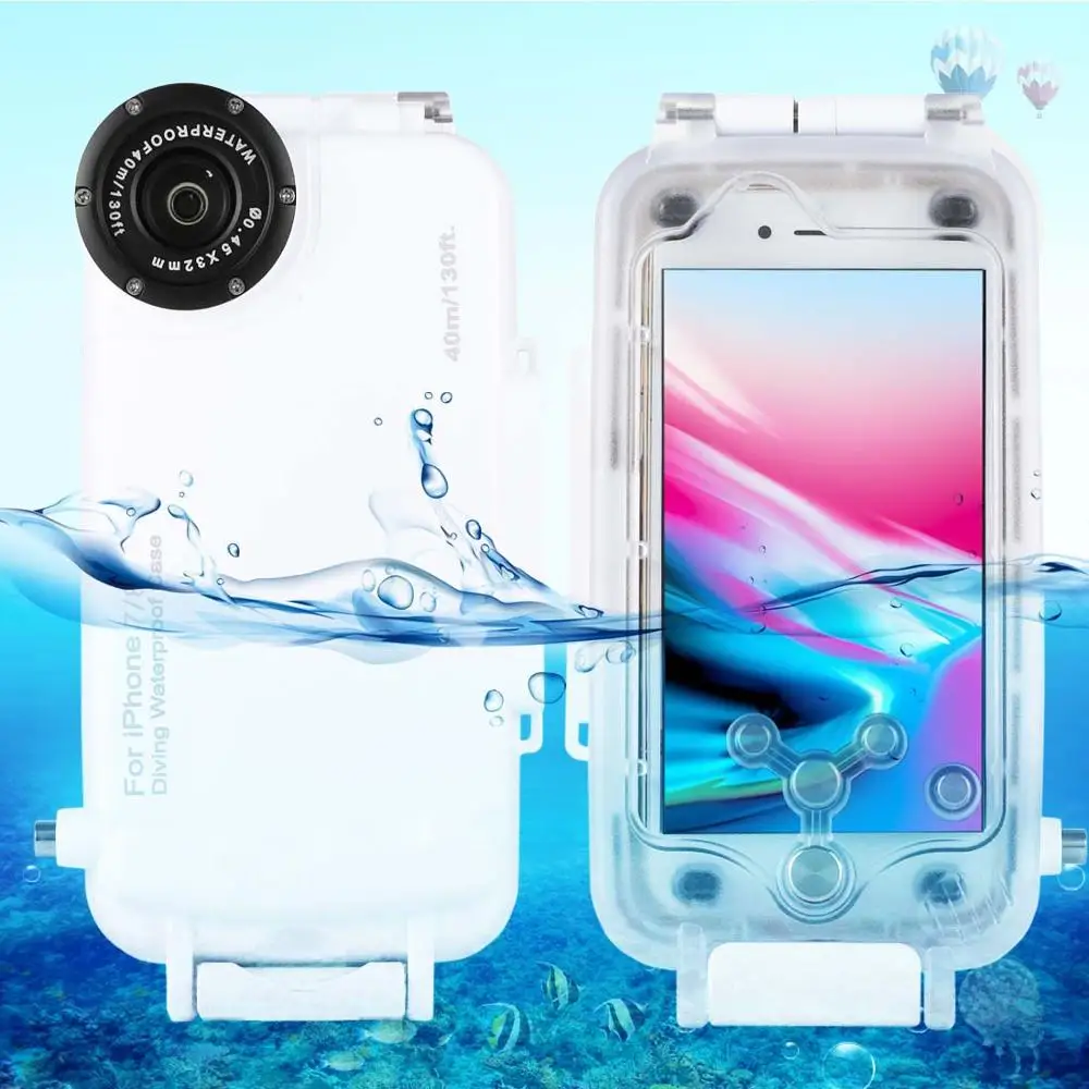 Для iPhone 7 и 8 водонепроницаемый корпус для дайвинга чехол PC ABS сумка 40 м/130 футов подводный корпус чехол для сноркелинга сёрфинга плавания - Цвет: Белый