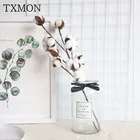 10 головок натурального хлопка ветви Искусственные цветы домашнего декора гостиной украшения на свадьбу с цветами в руках растения настенный искусственный цветок