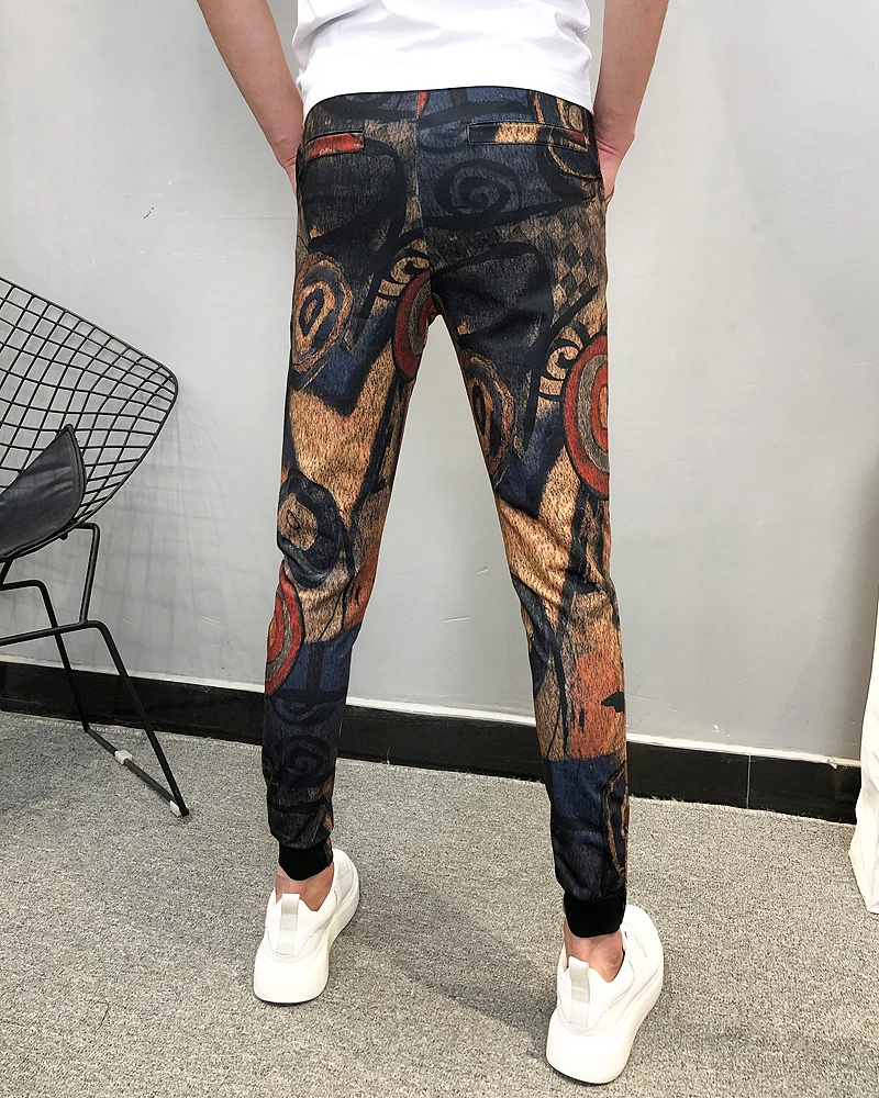 Летние модные брендовые новые Pantalon Hombre мужские штаны для бега, повседневные облегающие штаны до щиколотки с принтом, шаровары, мужские брюки