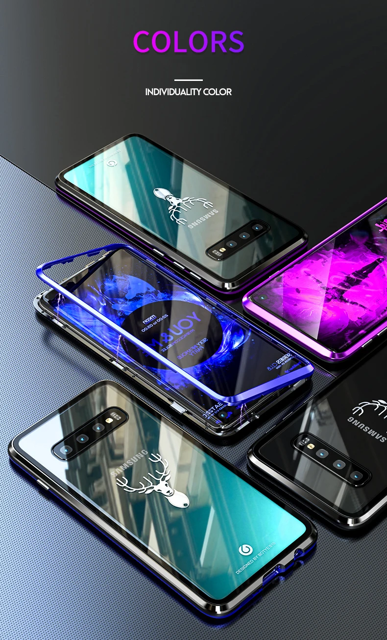 ADKO адсорбционный магнит чехол s для samsung S10 чехол магнитный металлический Прозрачный чехол из закаленного стекла для samsung Galaxy S10 Plus чехол