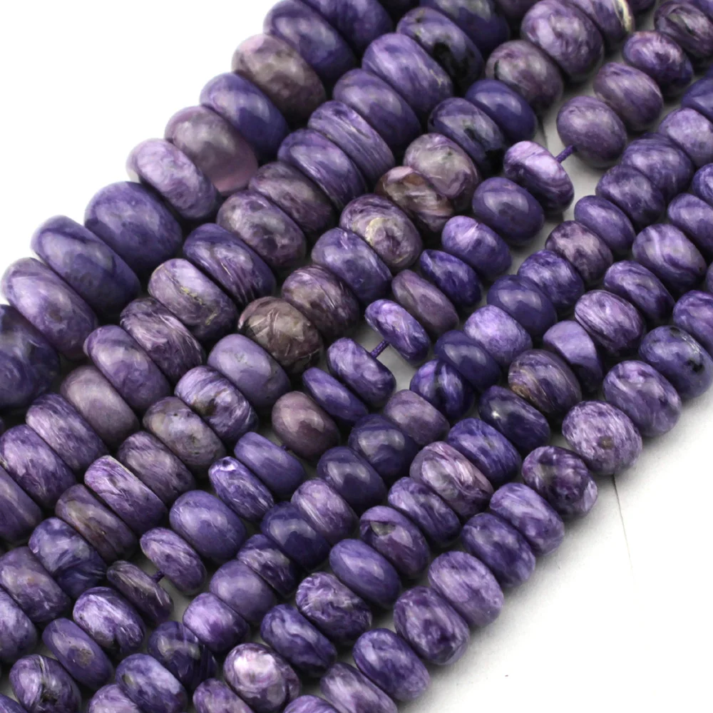 

rondelle shape natural charoite stone beads natural gemstone beads DIY loose beads for jewerly making strand 15" wholesale !