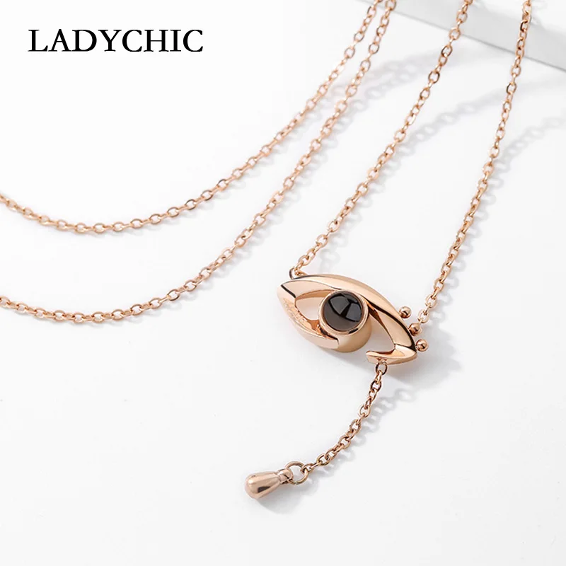 Eye Rose Gold Розовое золото и серебро 100 языков я люблю тебя проекция индивидуальный кулон, ожерелье история любви подвижное ожерелье s Прямая поставка - Окраска металла: Eye Rose Gold