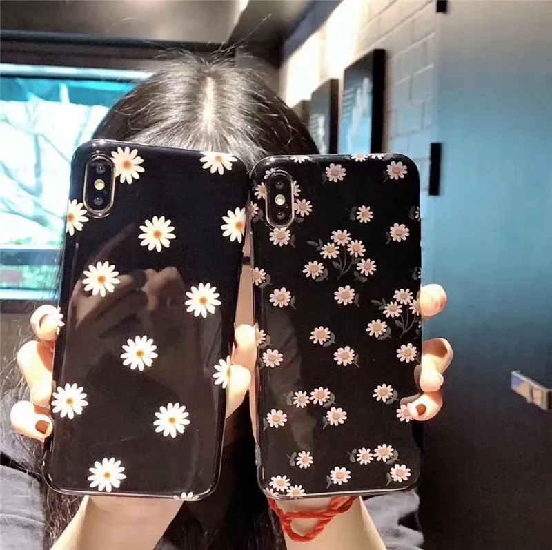 Чехлы для iPhone X XS MAX XR 7 8 6 6s Plus в стиле ретро с ромашками и цветами модные Гладкие