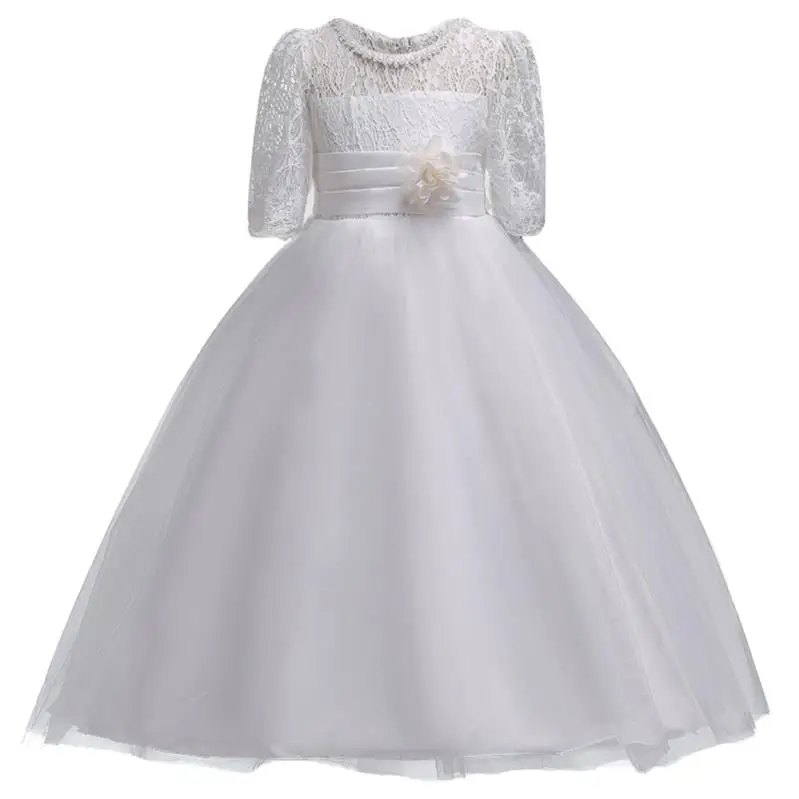 White Коллекция года, летнее платье для девочек Vestidos, Детские платья для девочек, одежда торжественное платье принцессы для торжеств Вечерние платья на свадьбу для детей возрастом 4, 6, 10, 12 лет - Цвет: White