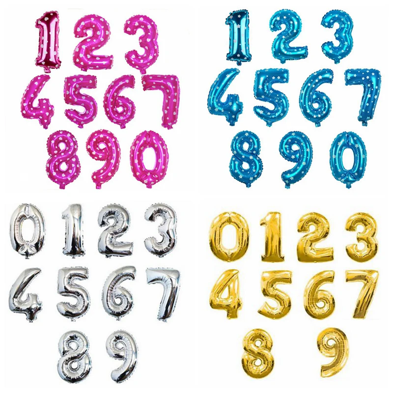 Большой размер золотые серебряные розовые цифры воздушные шары для дня рождения