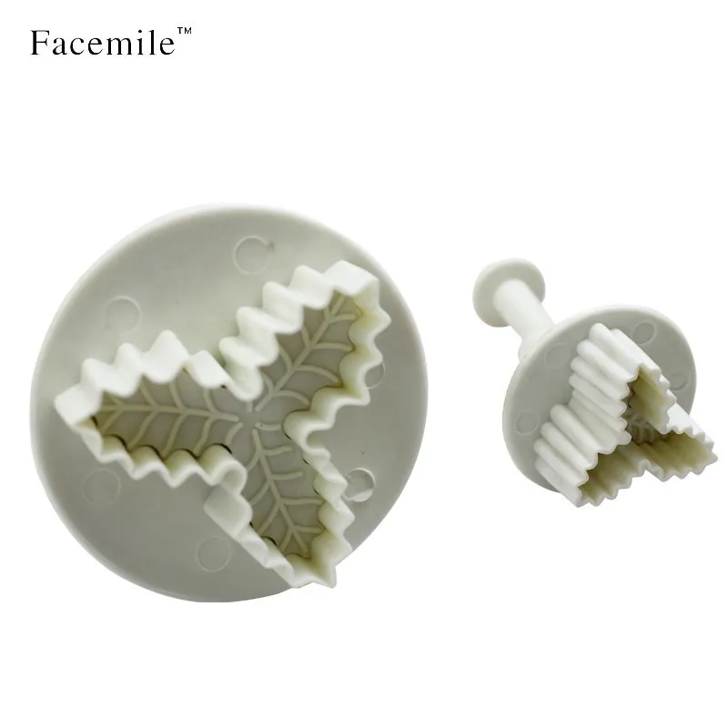 Facemile 2 шт. треугольные листья Рождество Фондант Cookie торт Sugarcraft Плунжер Резаки для SIM-карт плесень Инструменты печенья для торта декора