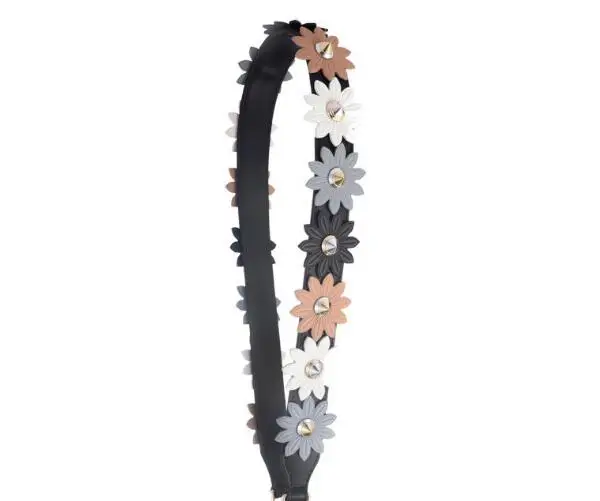 Black Silver Buckle Новинка, женская сумка из натуральной кожи, с ремешком, цветочный дизайн, Дамский плечевой ремень, шикарные сумки, аксессуары, A0072 - Цвет: Black Silver Buckle