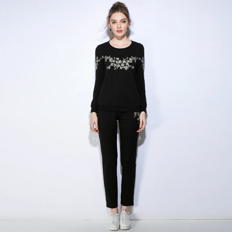 Новинка 2017 года осень зима Модные женские костюмы Повседневная Толстовка