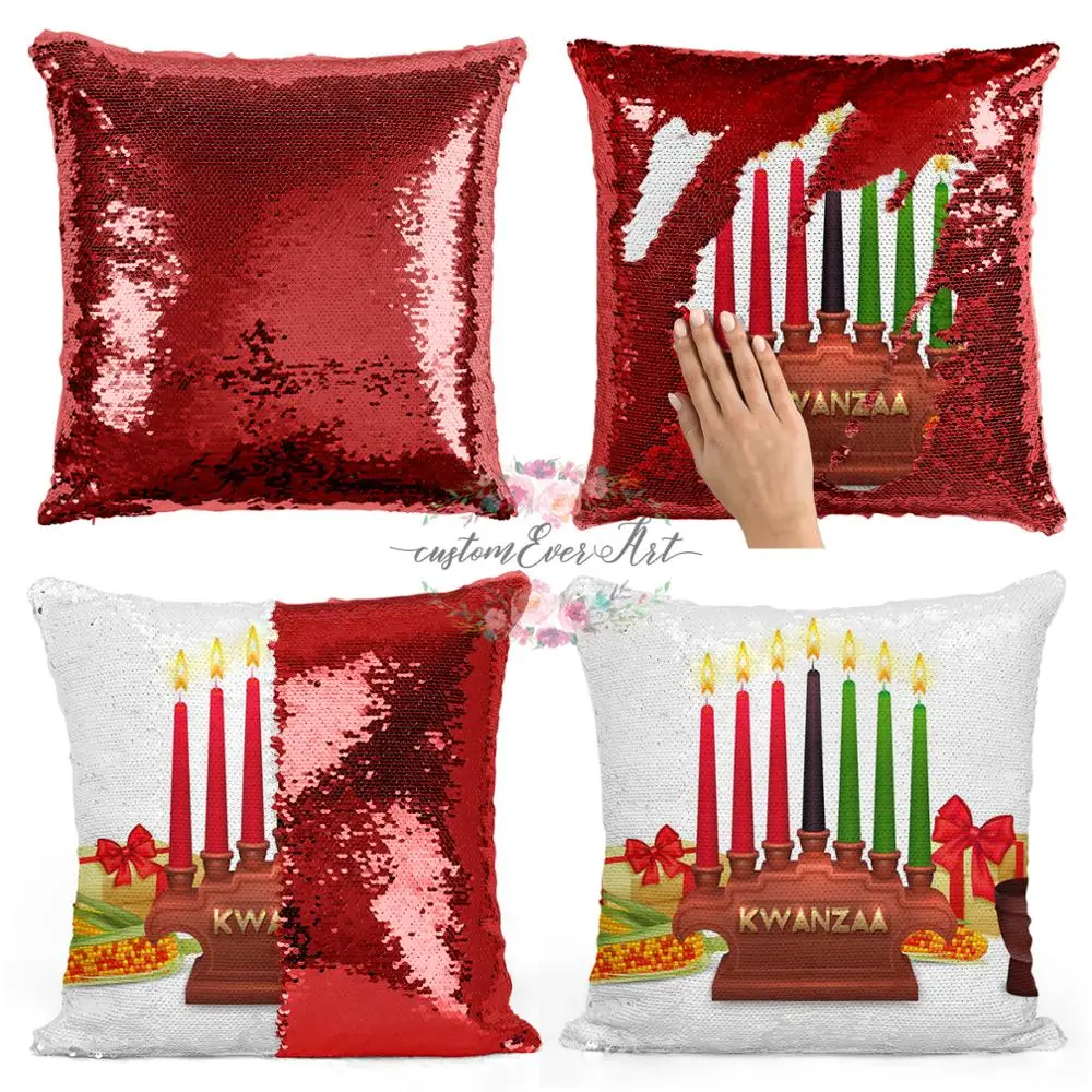 Кванза двусторонние пайетки Русалка Подушка автомобиля украшения дома диван