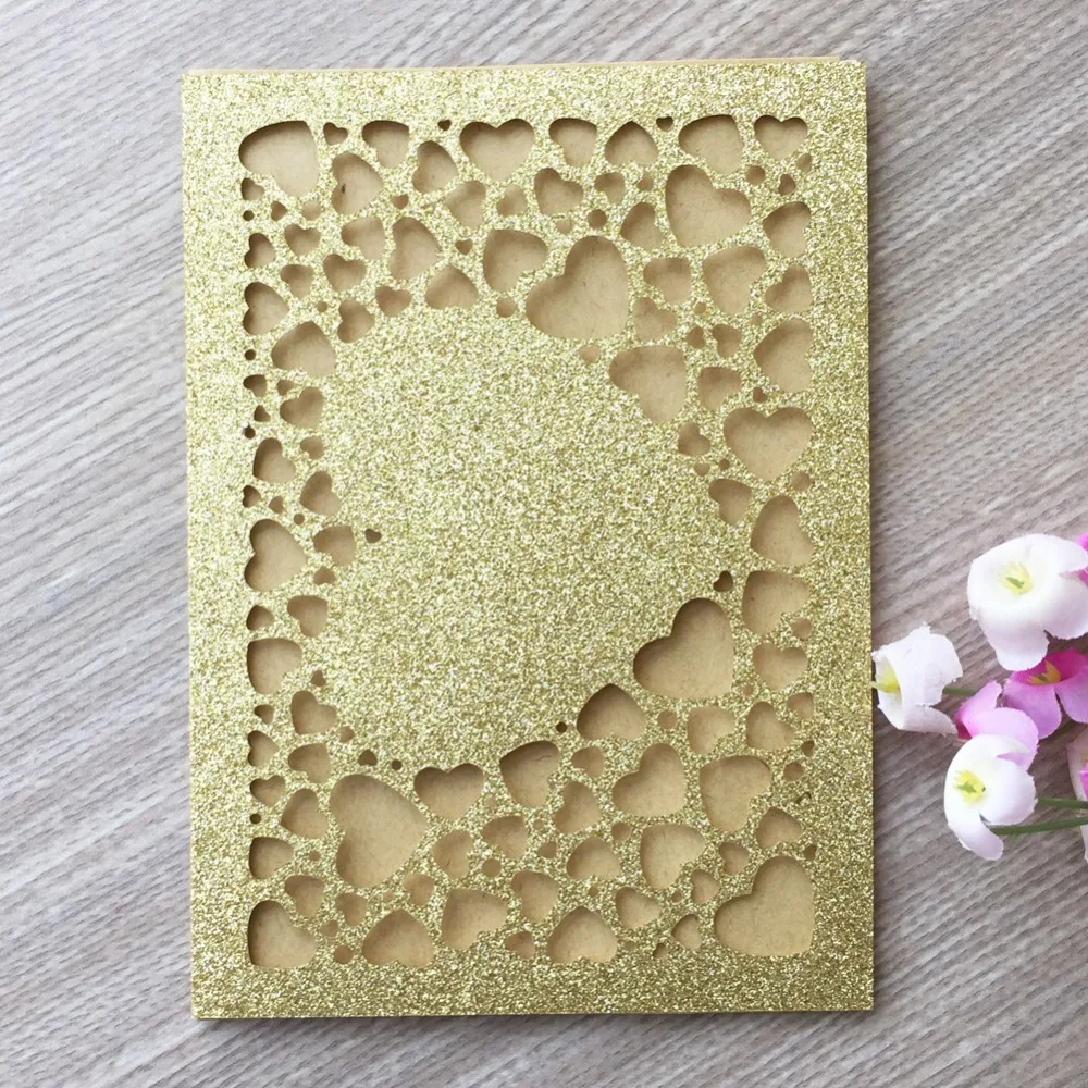 

30pcs glitter paper gold silver Rose Gold luxury party wedding decoration invitaiton place cards latest dinner invitation card