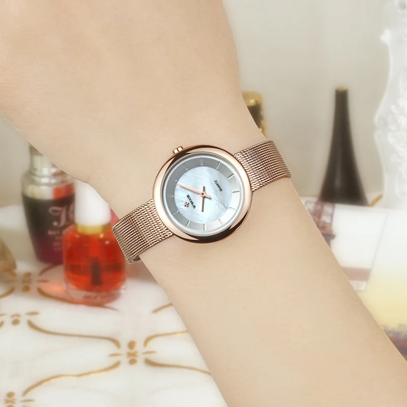 Женские кварцевые часы WWOOR элегантные Брендовые Часы цвета розового золота