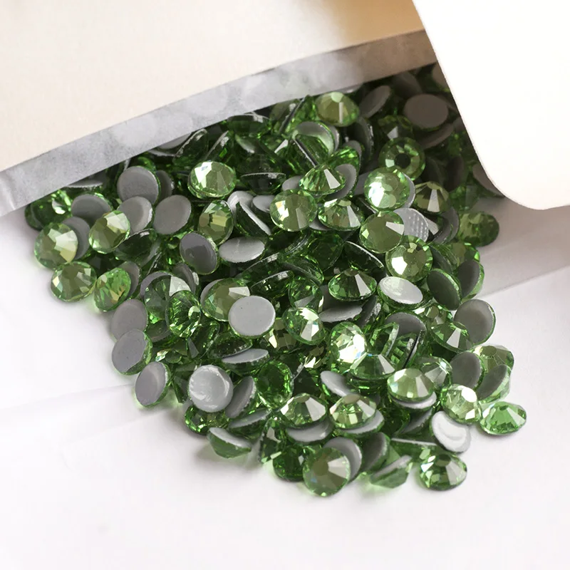 YANRUO 2058HF SS20 Peridot 1440Pcs стразы горячей фиксации Плоская Задняя стеклянная
