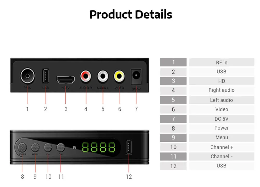 U2C 115 DVB T2 цифровой ТВ приставка DVB C DVB-T2/T тв тюнер приемник H.264 1080P декодер DVB-C с Wifi MT7601 Кнопка Youtube