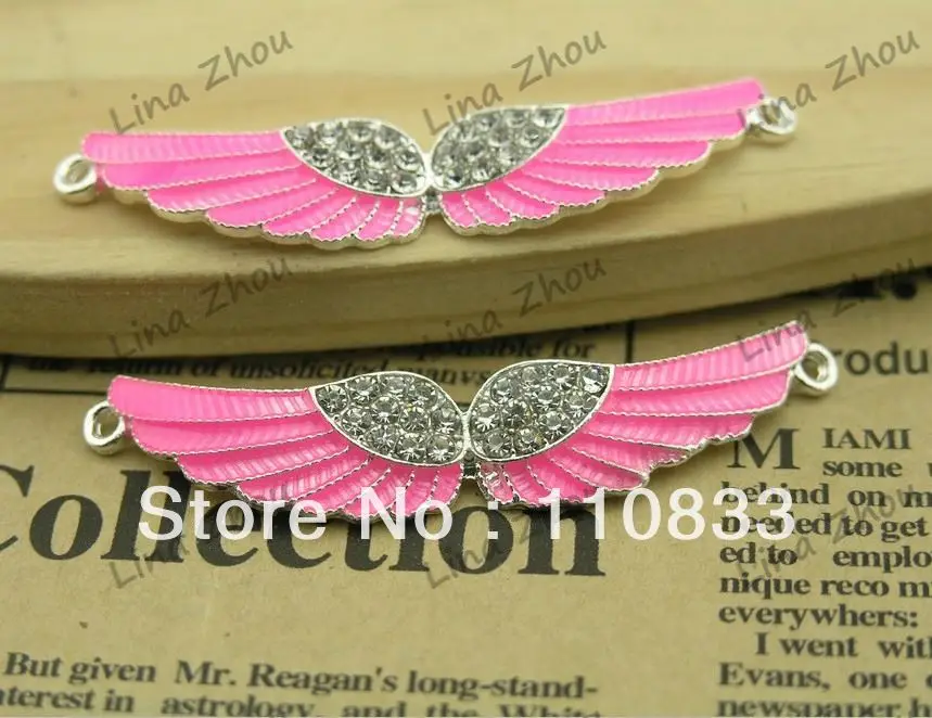 Free Shipping! Wholesales: 10PCS Angel Wings DIY Spacer Pave Connector For Bracelet and Jewelry Makings-Optionally | Украшения и