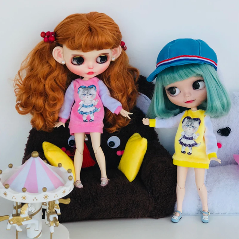 1 шт. плюшевый длинный свитер с рисунком кота для 1/6 Blyth Licca кукла azone аксессуары