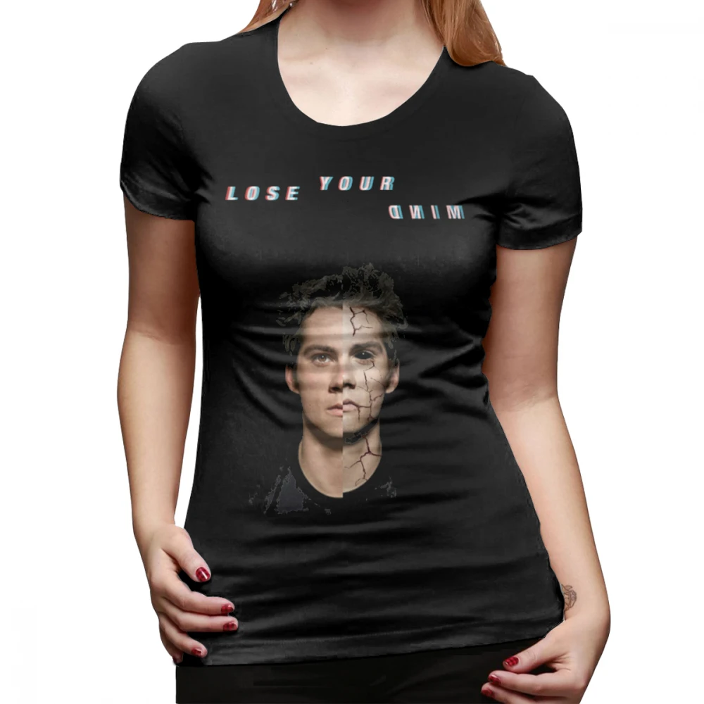 Футболка «Teen Wolf Derek Hale», футболка «Lose Your Mind Stiles», женская футболка большого размера с круглым вырезом, забавная уличная модная женская футболка - Цвет: Черный