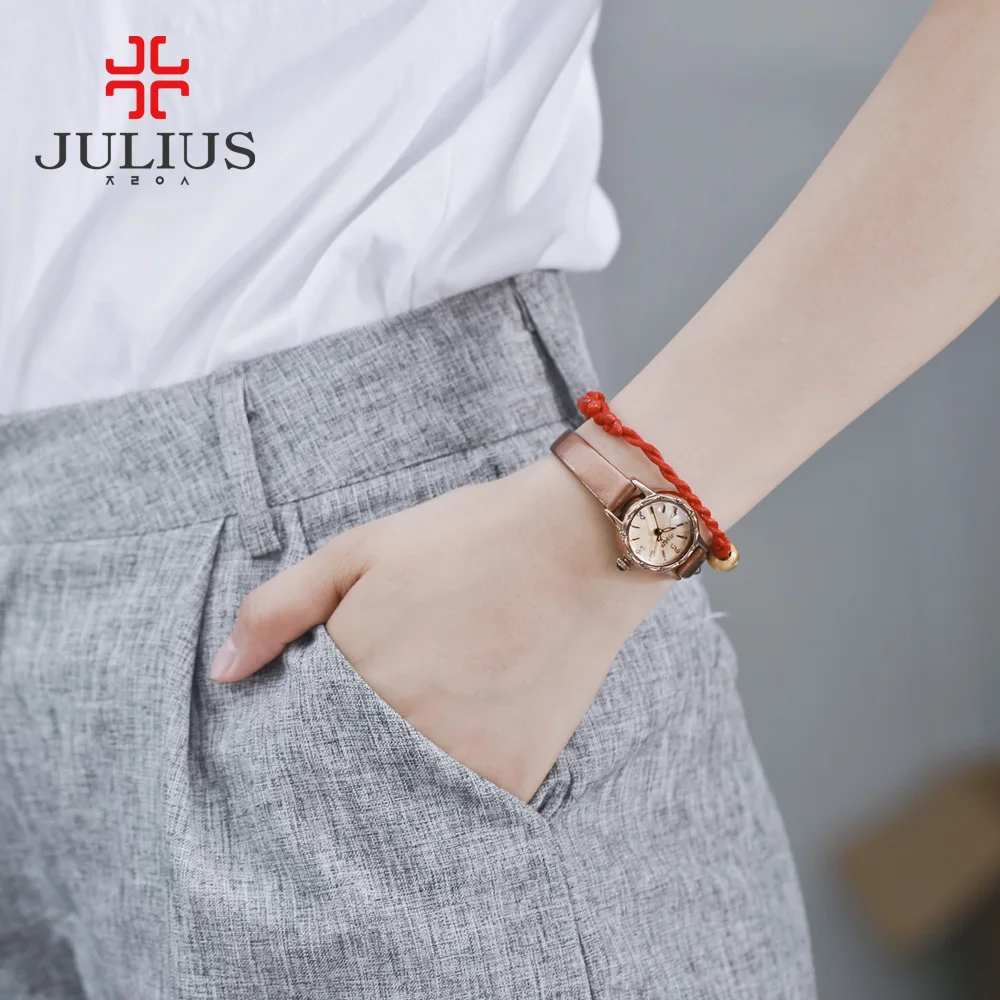 Часы JULIUS 2017 новые дизайнерские наручные часы модные кварцевые с кожаным ремешком