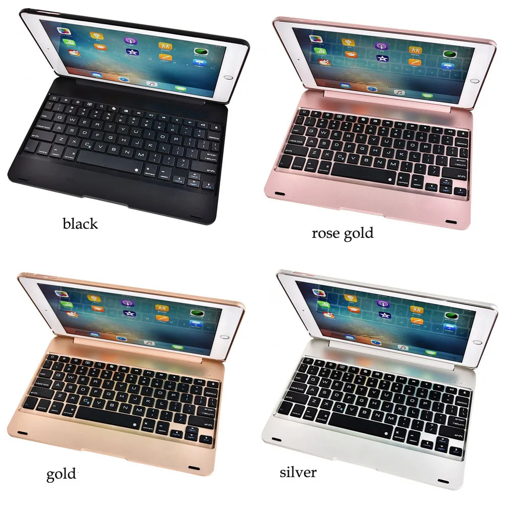 

Wireless Bluetooth Keyboard For New ipad 9.7 for ipad Air Folio Style Stand Protective+Film Fashional Clamshell ABS Tablet Cover