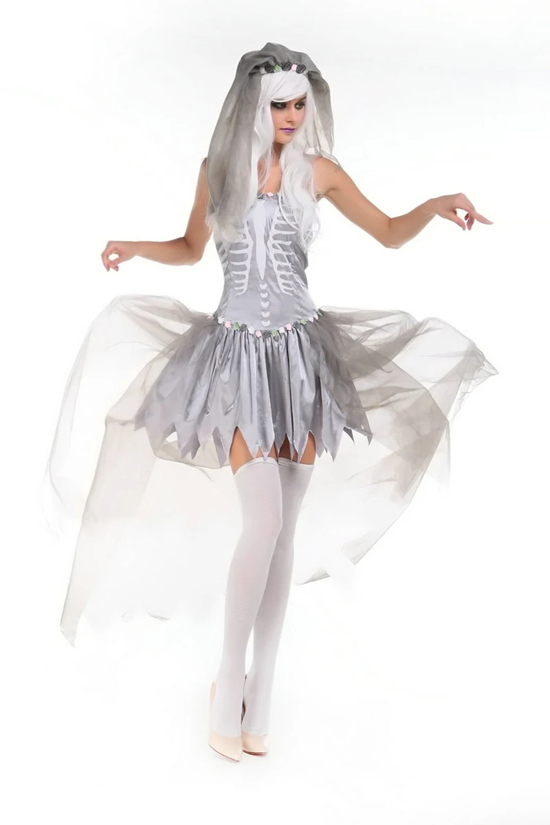 Женский костюм для взрослых на Хэллоуин с изображением трупа-призрака невесты