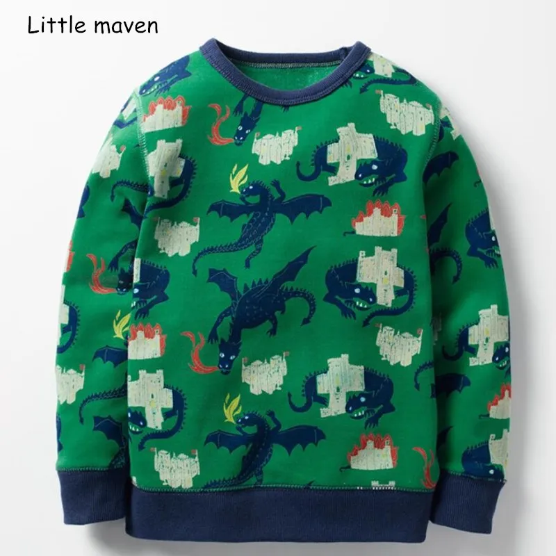Little maven/детская брендовая одежда для маленьких мальчиков г., новинка осеннего сезона для мальчиков хлопка с длинным рукавом красный полосатый Карманный Футболка 50889