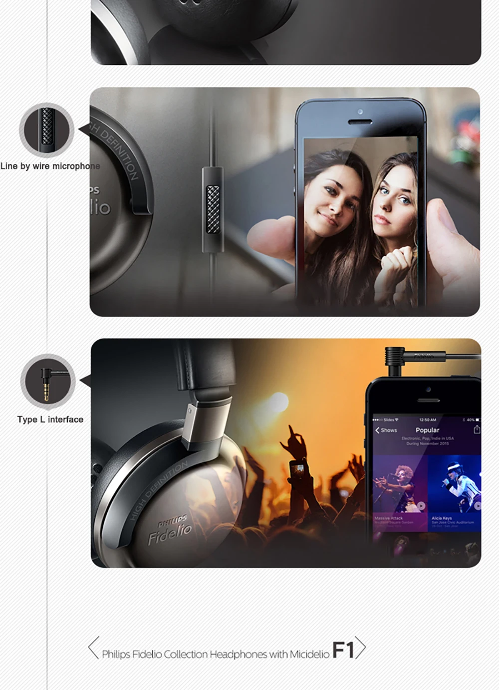 Наушники Philips Fidelio F1 получили лучший продукт в году с 40 мм приводом высокой мощности длиной 2 метра для смартфонов xiaomi