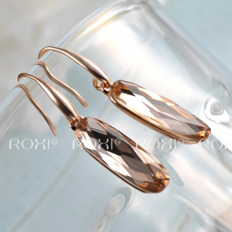 Женские серьги ROXI, модное ювелирное изделие, розовое золото, циркониевые серьги с кристаллами, нежные серьги для помолвки, свадебный подарок, pendientes