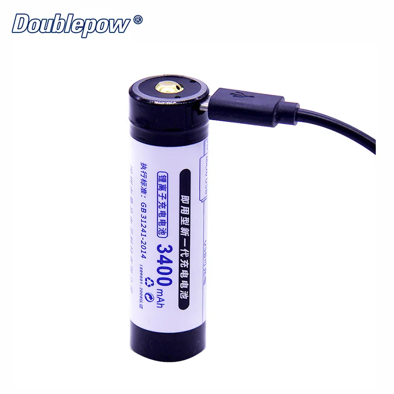 2 шт./лот Doublepow DP-USB18650-3400mAh 3 7 В литий-ионная аккумуляторная батарея в реальной