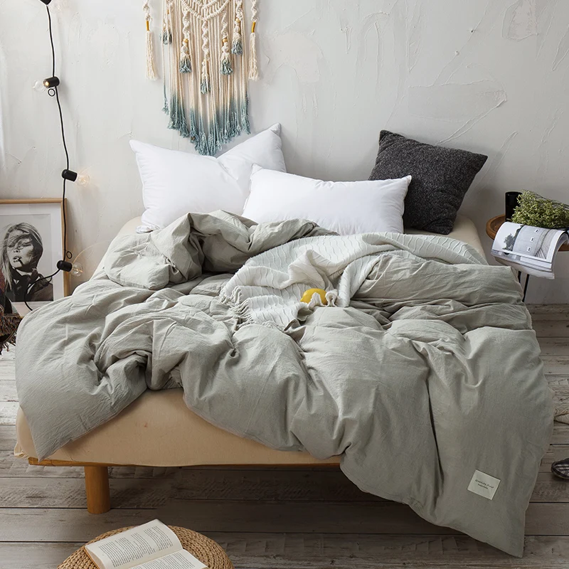 1 шт свежий серый сплошной цвет простой пододеяльник с молнией хлопок одеяло или