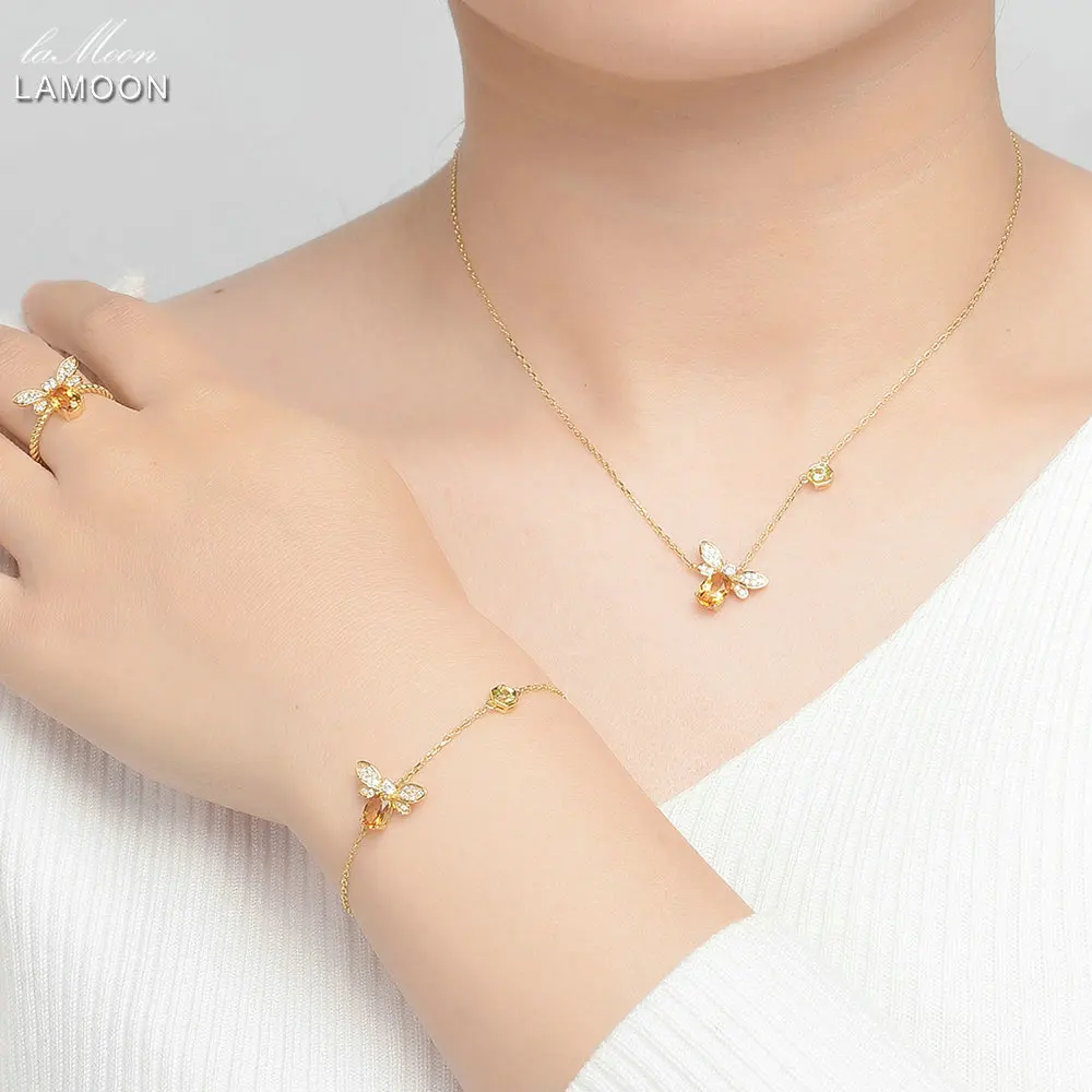 Ювелирный Комплект из серебра 100% пробы 5x7 мм 1 карат|jewelry sets|citrine sterling silverset 925 |