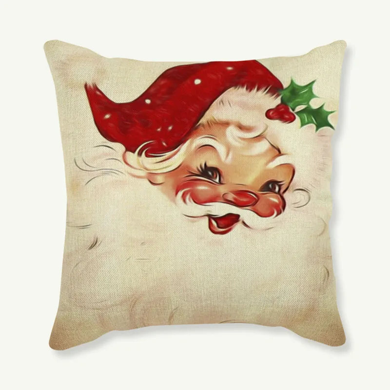 

Рождественская декоративная подушка Санта-Клаус для украшения помещений, Рождественская елка, льняная подушка для дивана, чехол для подушки