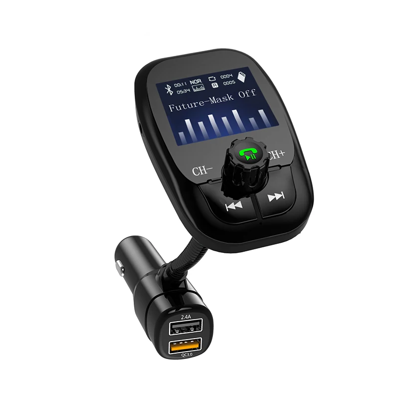Черный Беспроводной 3,0 Быстрая зарядка в автомобиле Bluetooth fm-передатчик радио адаптер автомобильный комплект MP3-плеер Hands-Free с ЖК-дисплеем FM34S - Название цвета: Черный